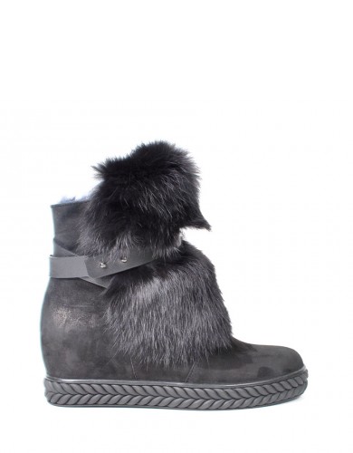 Чорні замшеві  зимові черевики