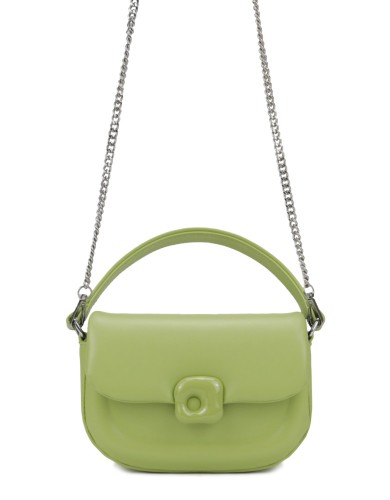 Зеленая кожаная маленькая женская сумка