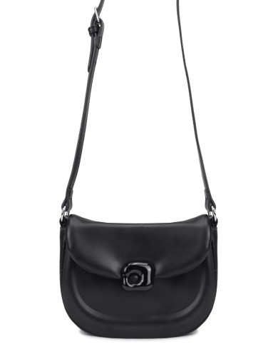 Чорна шкіряна маленька жіноча сумка