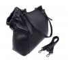 Чорна шкіряна велика жіноча сумка