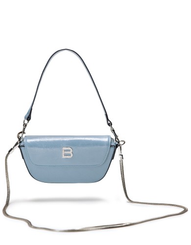 Блакитна шкіряна маленька жіноча сумка