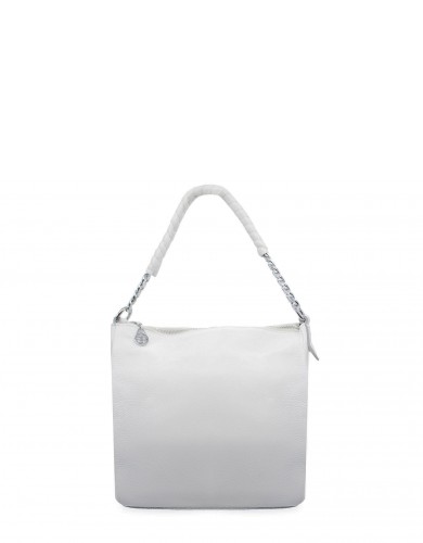 Біла шкіряна середня жіноча сумка