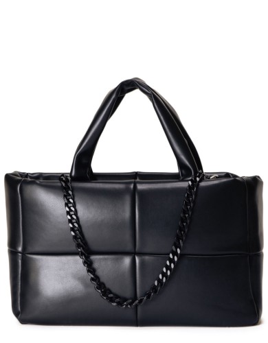 Чорна шкіряна «еко» середня жіноча сумка
