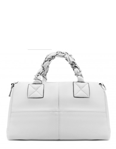 Біла шкіряна «еко» середня жіноча сумка