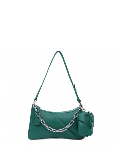 Зеленая кожаная «эко» маленькая женская сумка