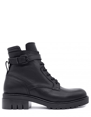 Черные кожаные зимние ботинки