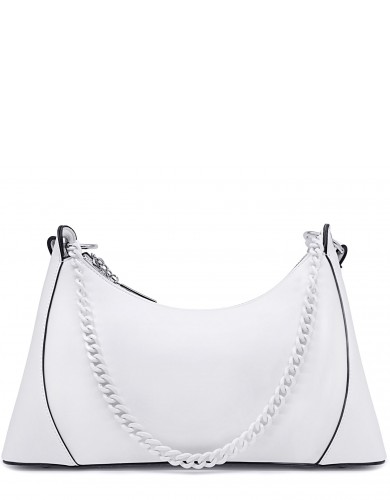 Біла шкіряна «еко» середня жіноча сумка