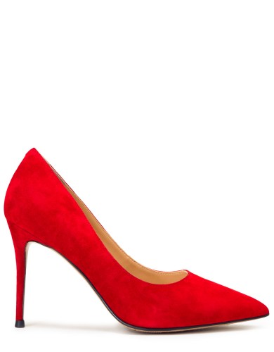 Красные замшевые демисезо туфли на каблуке
