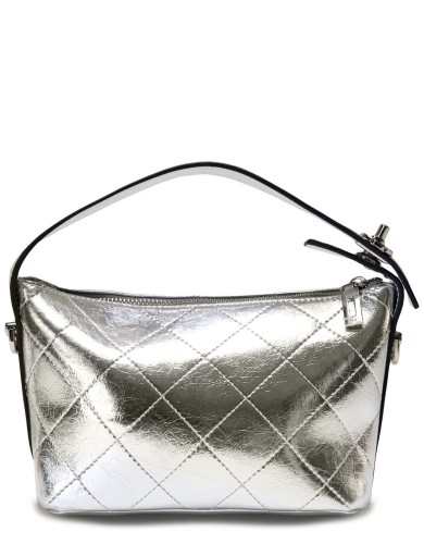 Срібна шкіряна маленька жіноча сумка