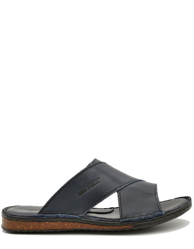 Сині  шкіряні літні  шльопанці