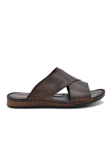 Коричневі  шкіряні літні  шльопанці