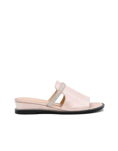 Розоовые кожаные летние шлепанцы