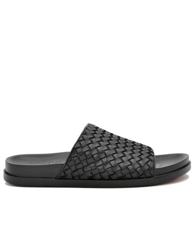 Черные кожаные шлепанцы