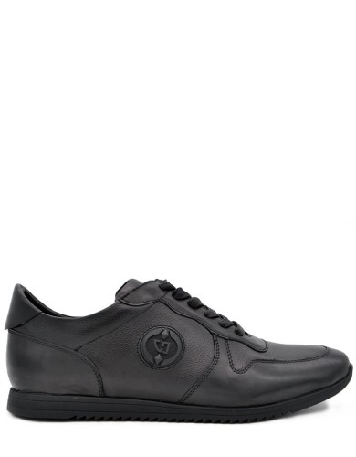 Чорні шкіряні демісезонні кросівки