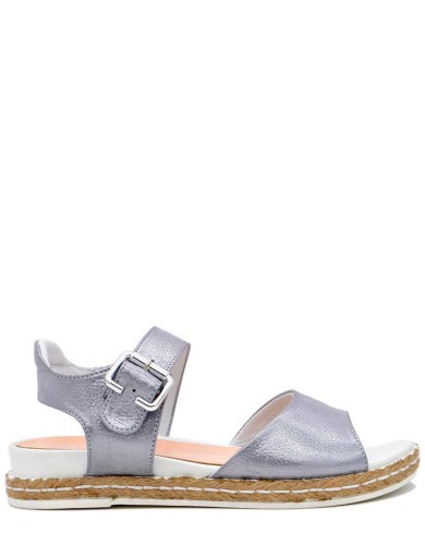 Серебряные  кожаные летние босоножки 