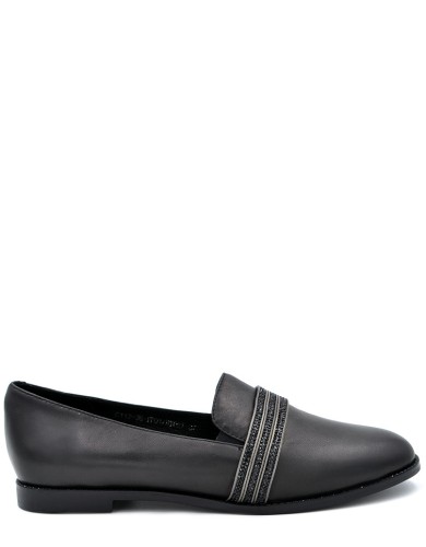 Черные кожаные демисезонные  лоферы