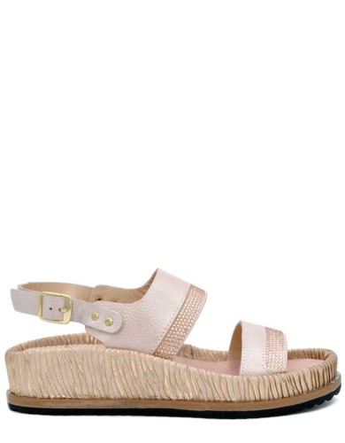 Розоовые кожаные летние босоножки 