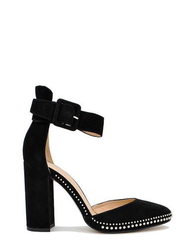 Черные замшевые летние босоножки 