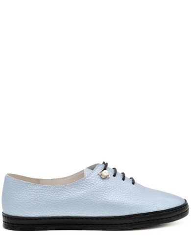 Голубые кожаные демисезонные кеды