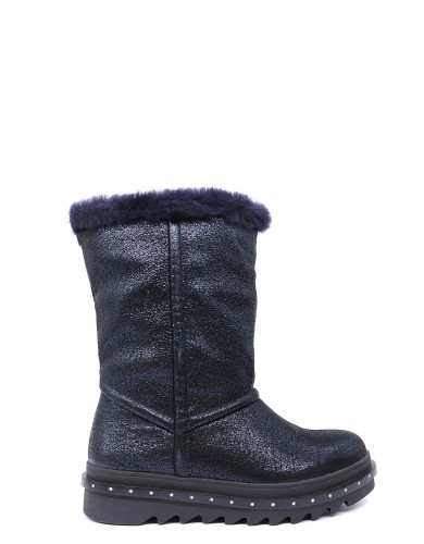 Синие кожаные угги