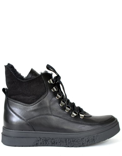 Черные кожаные зимние ботинки