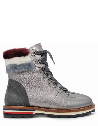 Серебряные  кожаные зимняя ботинки 