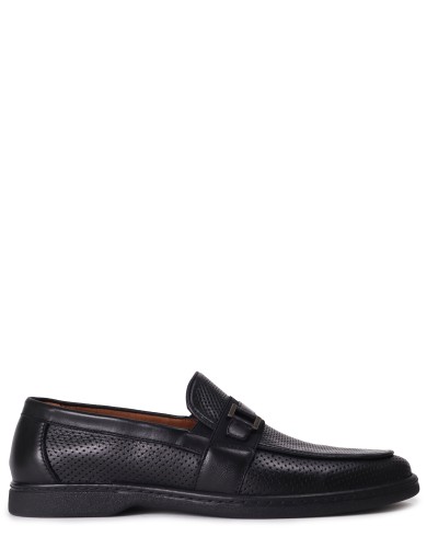 Чорні шкіряні літні лофери