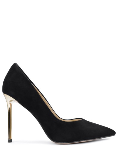 Черные замшевые демисезонные  туфли на каблуке 