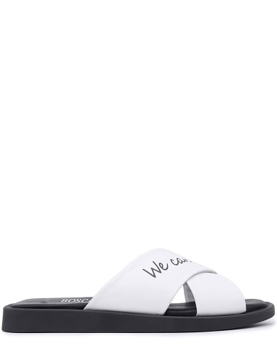 Білі шкіряні шльопанці