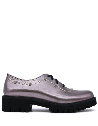 Срібні шкіряні демісезонні туфлі