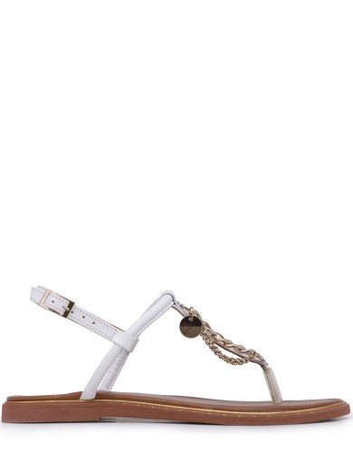 Белые кожаные летние сандалии