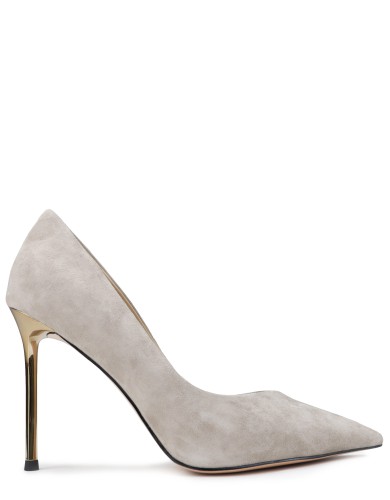 Бежевые замшевые демисезонные  туфли на каблуке 