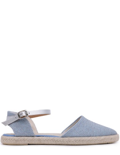 Голубые текстильные балетки