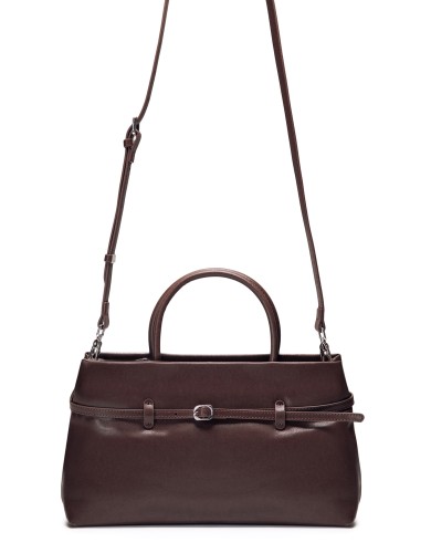 Коричневая кожаная средняя женская сумка