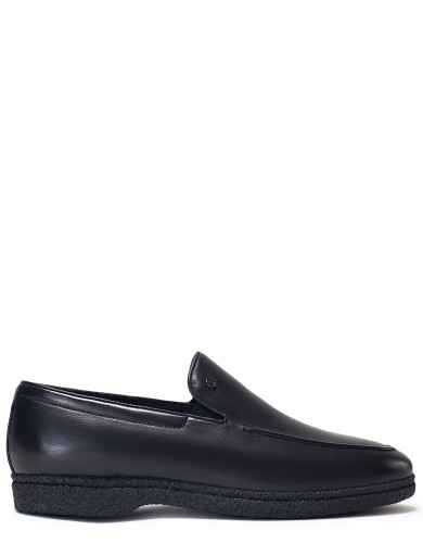 Чорні шкіряні  лофери зимові