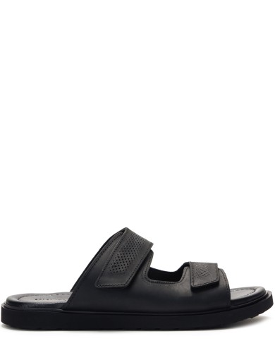 Чорні нубукові шльопанці