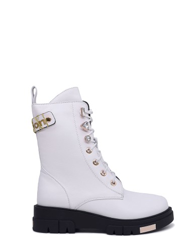 Белые кожаные демисезонные ботинки