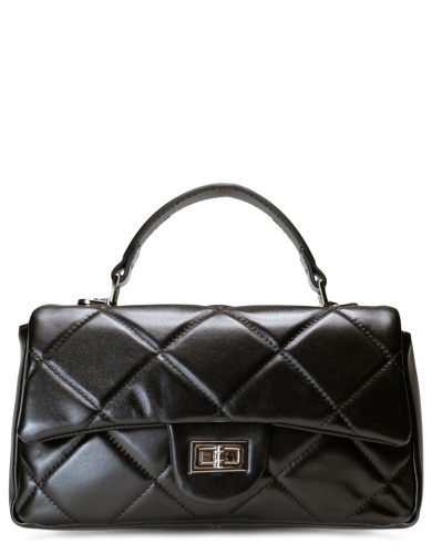 Черная кожаная маленькая женская сумка