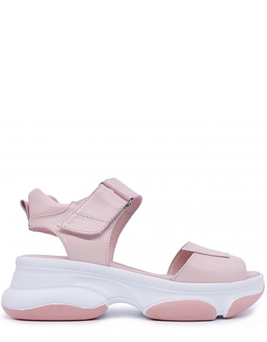 Розоовые кожаные летние босоножки