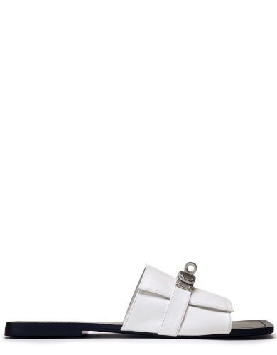 Белые кожаные летние шлепанцы