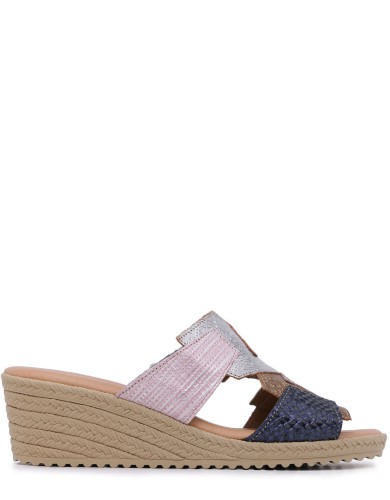 Разноцветные кожаные летние шлепанцы