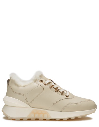 Бежевi шкіряні зимові кросівки 