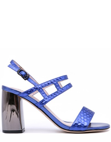 Синие кожаные летние босоножки 