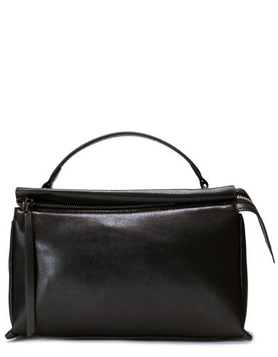 Черная кожаная средняя женская сумка