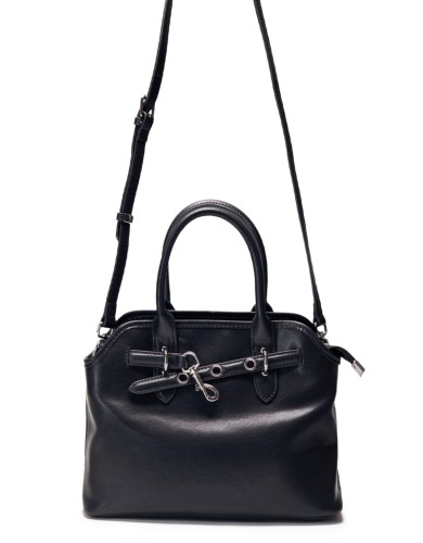 Черная кожаная средняя женская сумка