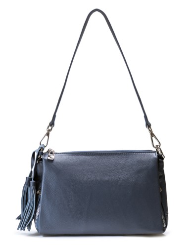 Синяя кожаная маленькая женская сумка