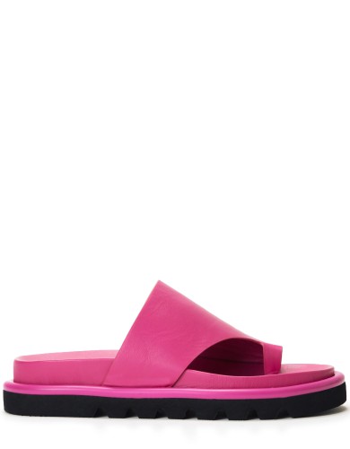 Розоовые кожаные летние шлепанцы