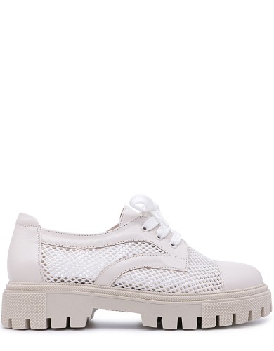 Бежевые кожаные летние туфли