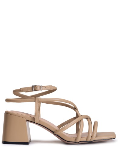 Бежевi шкіряні літні  босоніжки