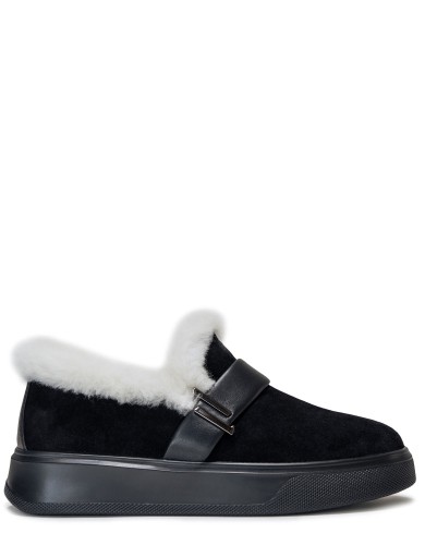 Чорні  замшеві  зимові сліпони